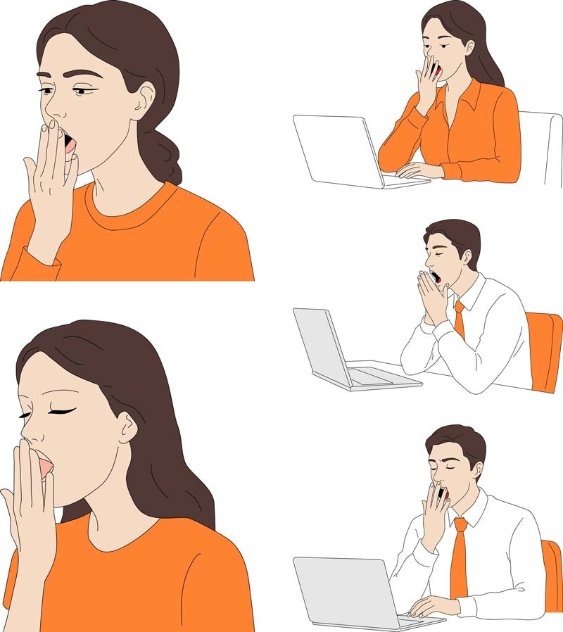 하품 하는 사람 일러스트 지루하고 피곤해