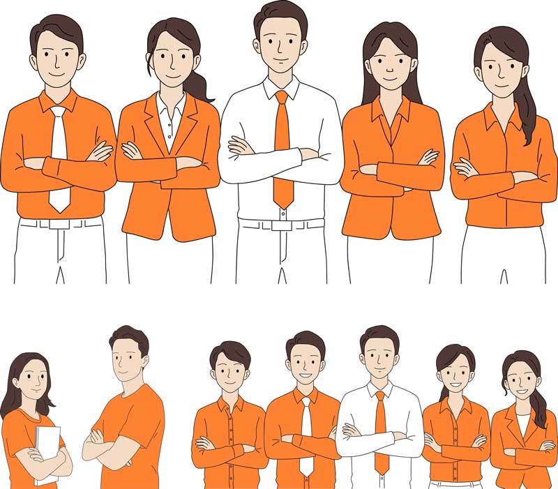 팔짱낀 자세 일러스트 협동, 결의 이미지 담기