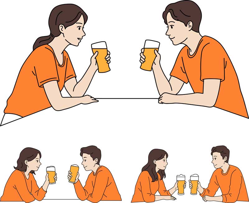 맥주 마시는 커플 무료 일러스트 그림 3가지 공유