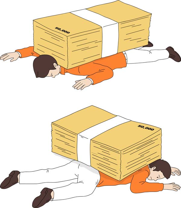 영끌 빚에 허덕이는 현실 담은 일러스트 그림 무료 공유