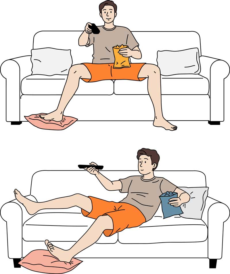 캔바 ppt 디자인 소스 소파에서 TV 보며 과자 먹는 그림