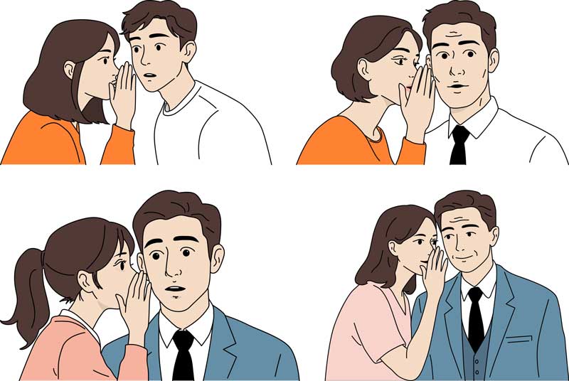 귓속말 일러스트 비밀을 속닥속닥 하는 남녀