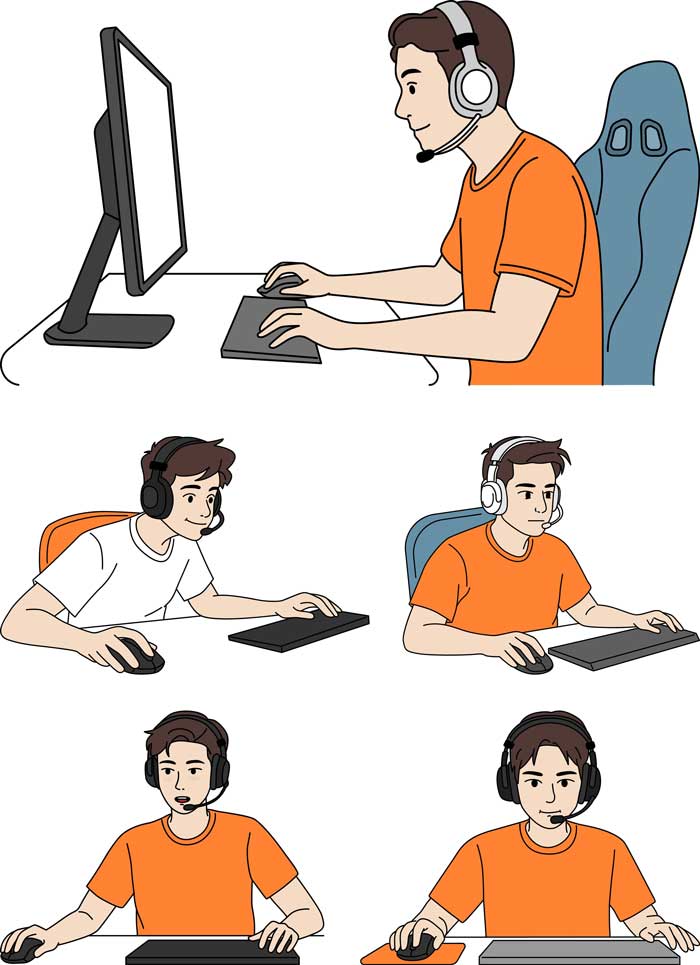 컴퓨터 게임하는 모습 일러스트 5종 내 모습인가?