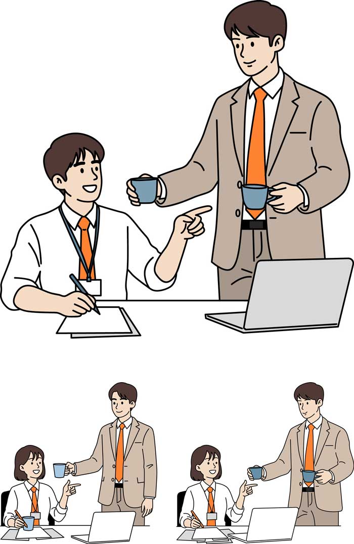 미리캔버스 무료 사용 요소 티타임 갖는 직장인