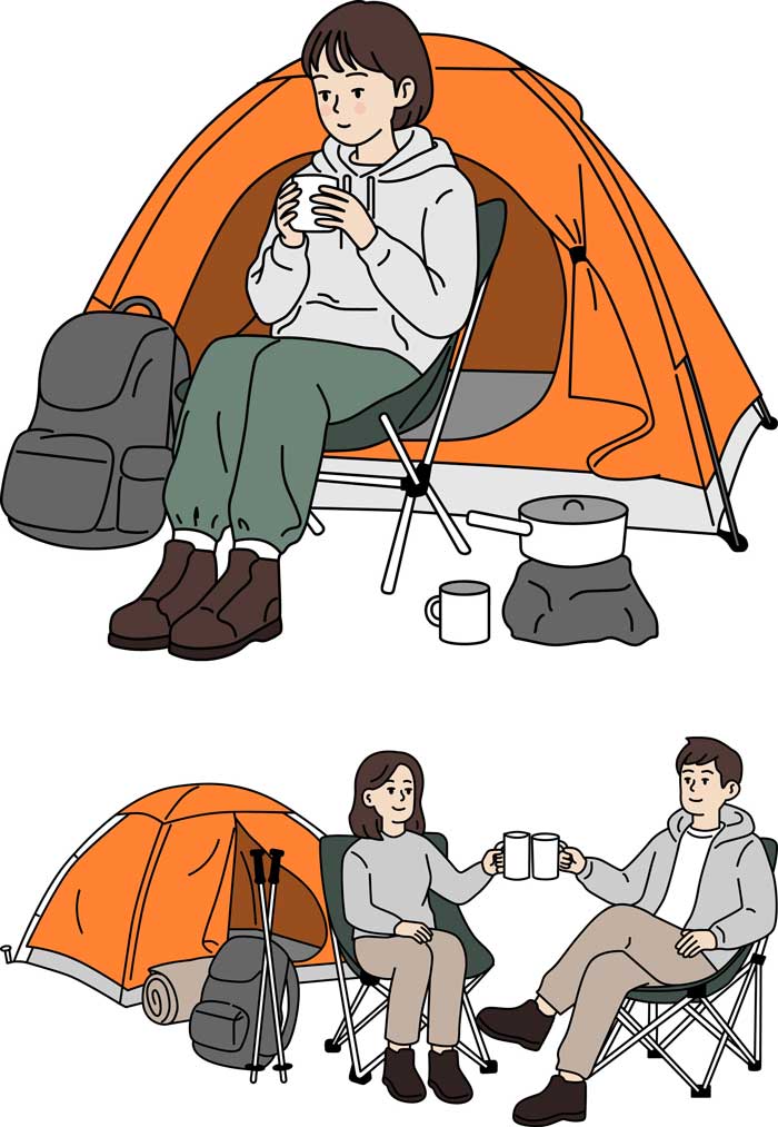 캠핑 일러스트 무료 소스 텐트 컨셉 미리캔버스 작업