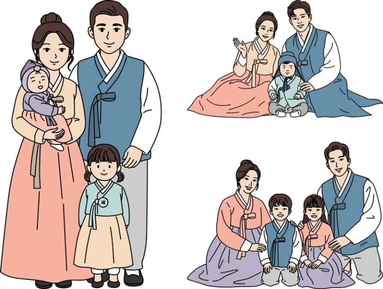 한복 입은 사람 일러스트 가족이면 더 좋잖아요