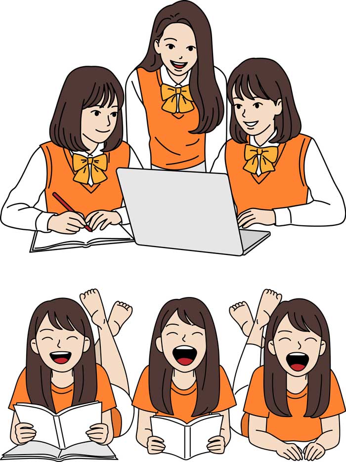 여학생들 즐거운 모습 학업, 입시 디자인 활용
