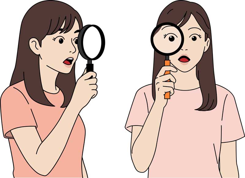 돋보기 보는 여자 그림 무료 일러스트 자료 공유