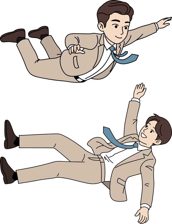 떨어지는 사람 정장 입고 자유낙하