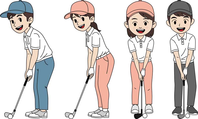 골프 퍼팅 일러스트 무료 자료 귀여운 스타일 4종