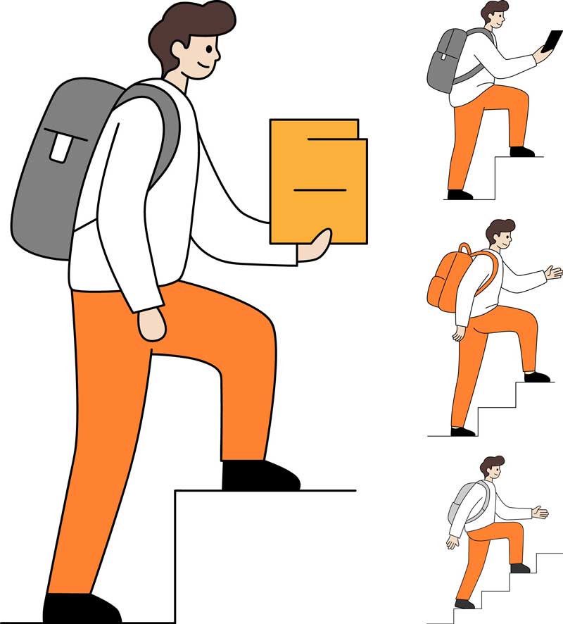 노션 스타일 일러스트 계단 오르는 사람 소스 공유